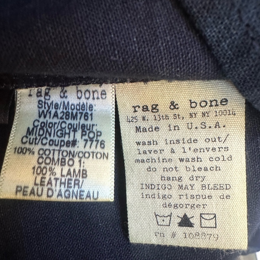 Rag & Bone Navy Blue Western Snap Front Shirt With Leather Trim Size Small - Picture 8 of 9